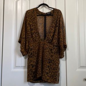 Nasty Gal Deep V-Neck Cheetah Dress